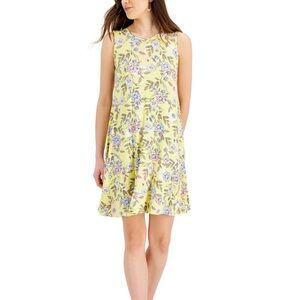 Style & Co. Yellow Floral Sleeveless Shift Dress